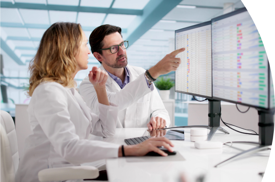 Medical device research clinicians reviewing data image